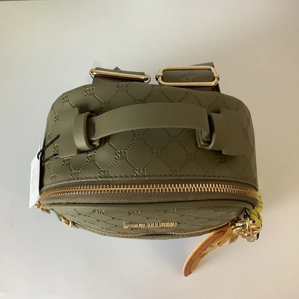 Steve Madden Backpack & Bag Charms Box Set Olive Green Quilted Faux Leather NIB